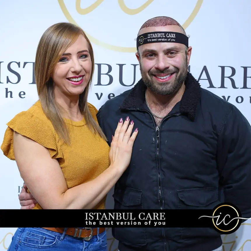 Istanbul Care patient at the clinic on the day of their hair transplant